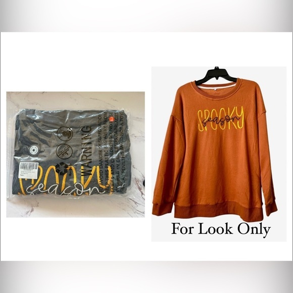 Tops - Halloween “Spooky” Deep Grey Large Long Sleeves Sweat Shirt